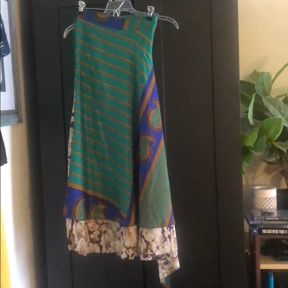 Wrap around tie sari boho convertible skirt NWOT - Picture 6 of 11
